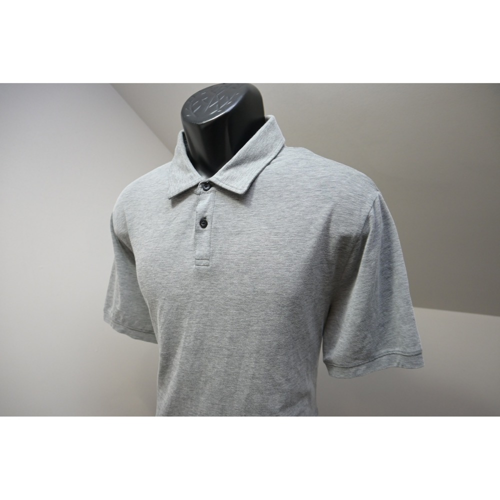 Cuts Polo Shirt Mens XL Grey Curve-Hem Pima Cotton Stretch Short Sleeve EUC